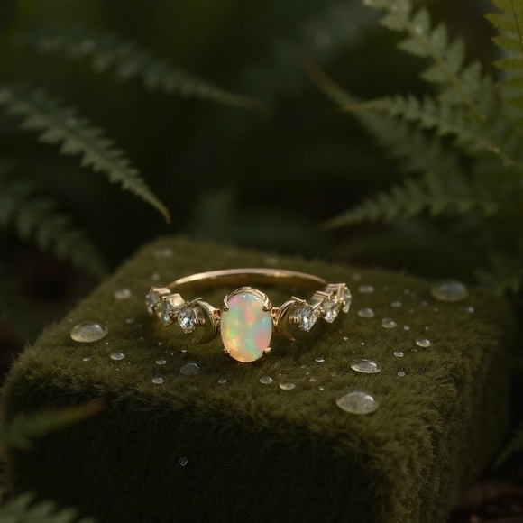 Rose gold plated faux Oval Opal ring size 7 - Picture 3 of 8